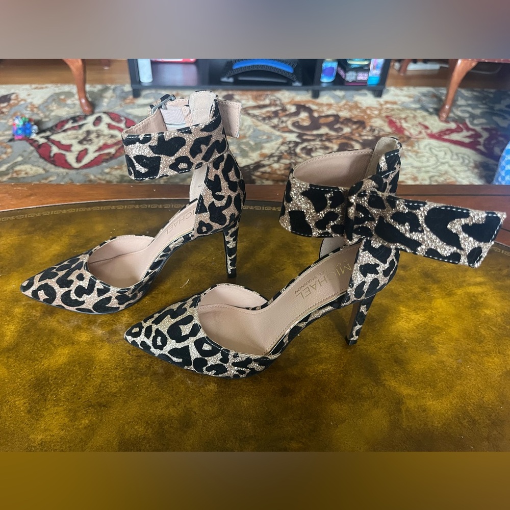 Michael Shannon Leopard Glitter Women's Stilettos - Picture 2 of 7